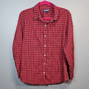 Lands' End Red and Black Plaid Women's Shirt